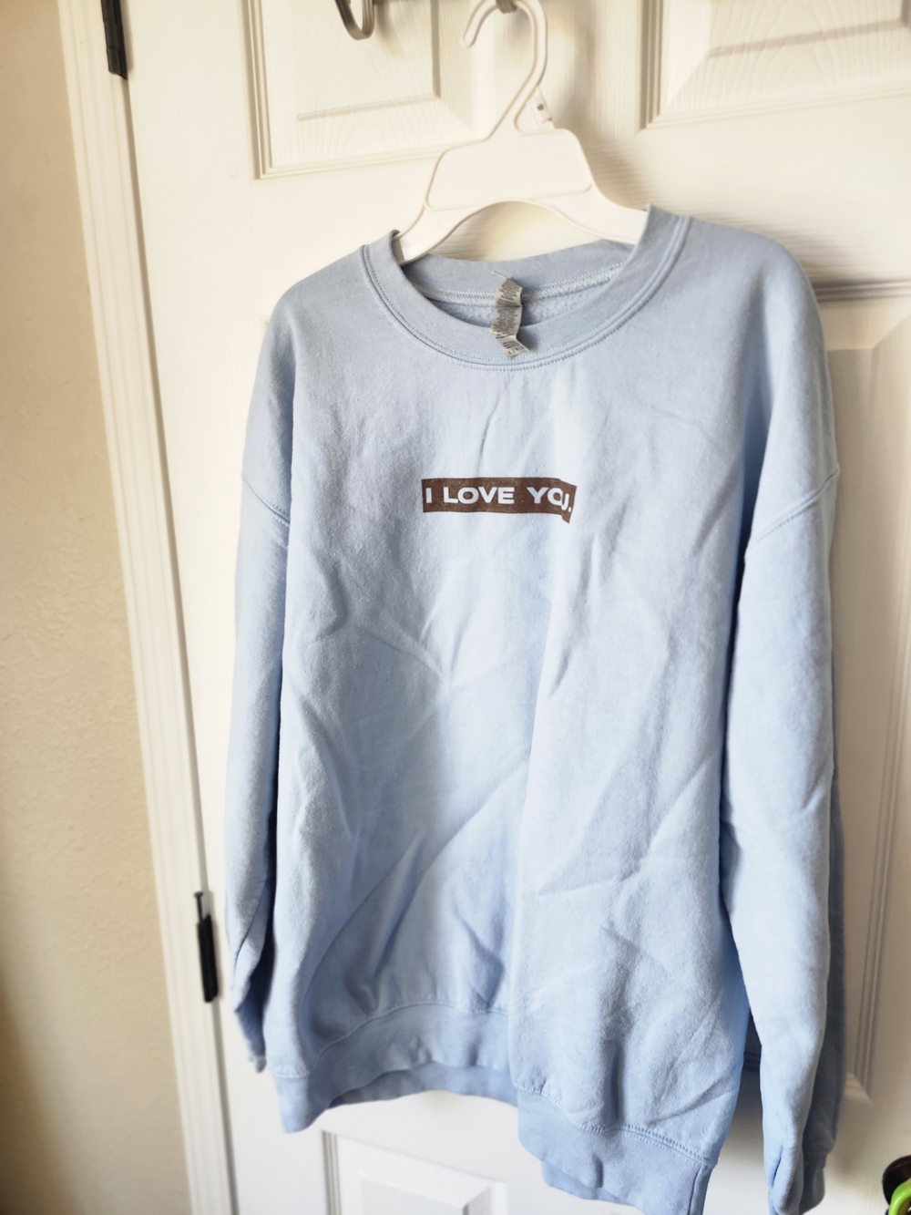 Light Blue "Dear Person Behind Me" Graphic Crewneck Carew Wellington Sweatshirt